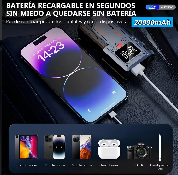 Arrancador De Batería Compresor De Aire 4 En 1