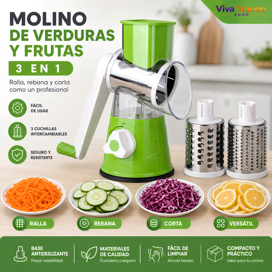 Rallador Cortador Manual 3 en 1