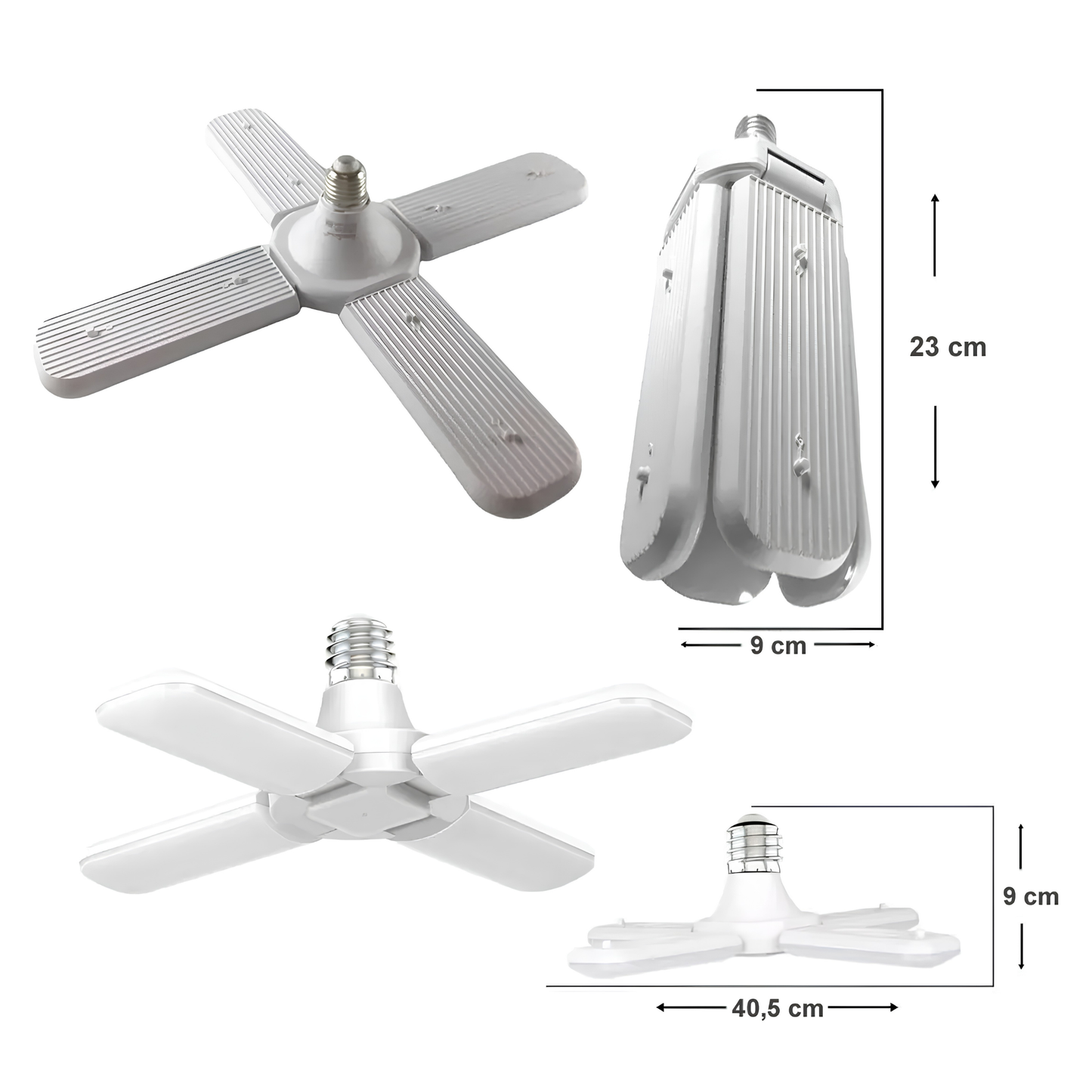 Lampara Bombillo Led 4 Aspas Desplegable
