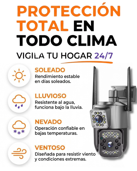 Cámara Exterior Doble Lente Wifi con Visión Nocturna